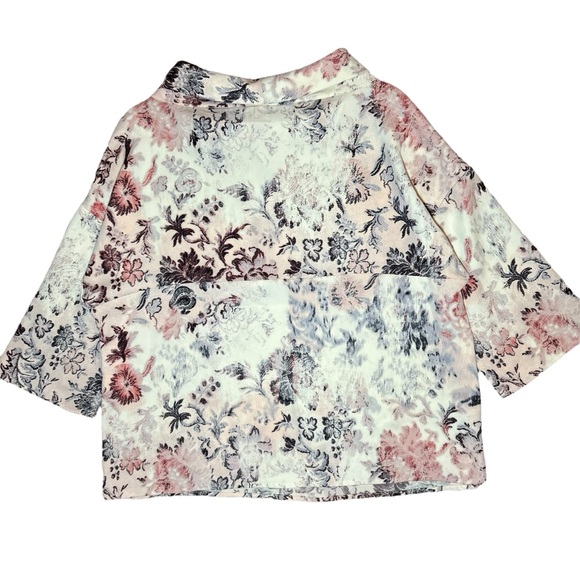 CHICOS NWT Parisian Floral 3/4 Sleeve Mock Neck Top 1 (M/8) - Picture 6 of 12